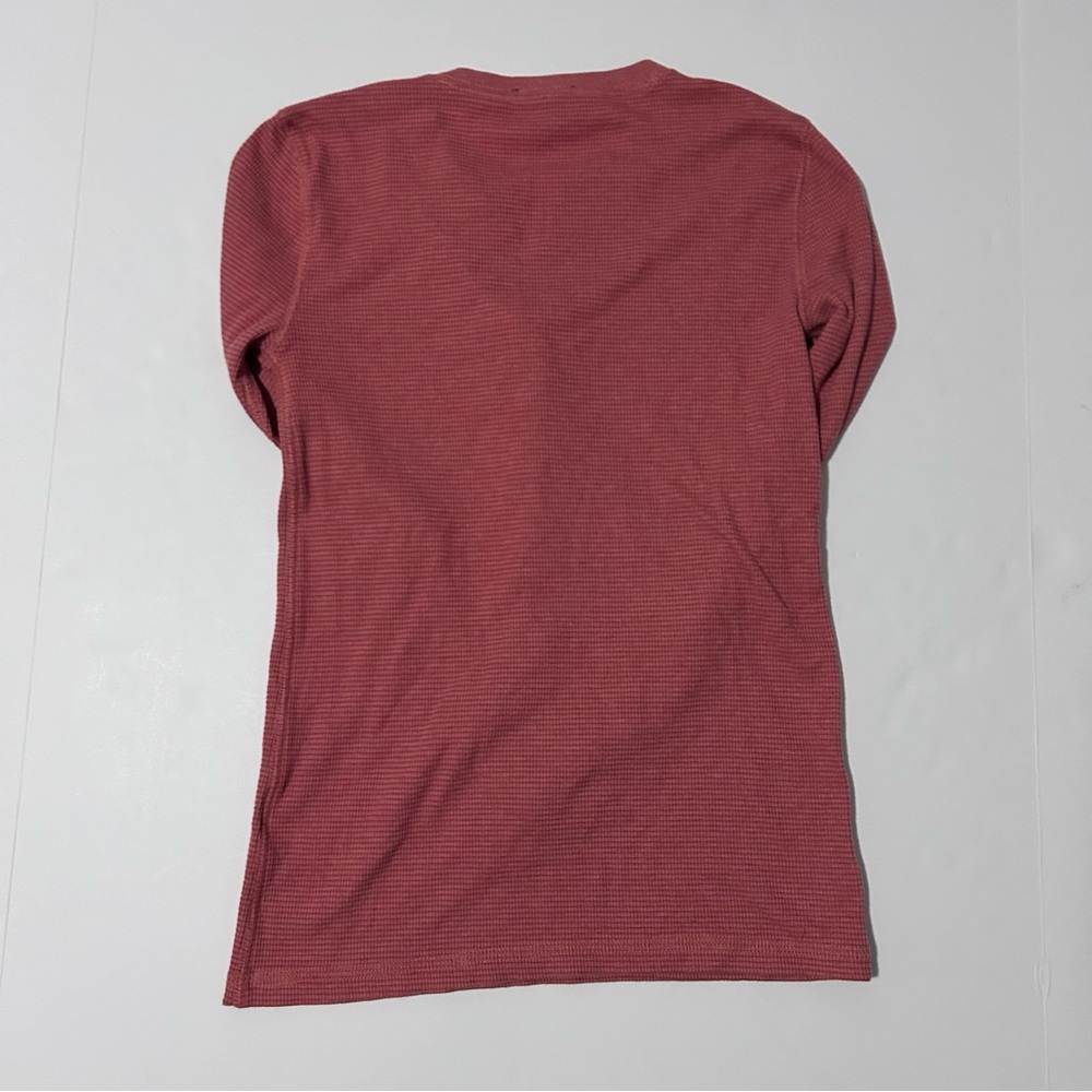 J. Crew Women’s Lightweight Waffle Henley Top Button Up Base Layer Coral Pink XS - Picture 15 of 16